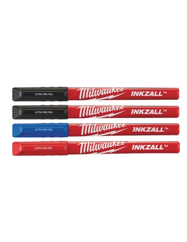 Marker cu varf fin INKZALL - Milwaukee - Inkzall Fine Tip Colour Pens - 4 buc - cod 48223165