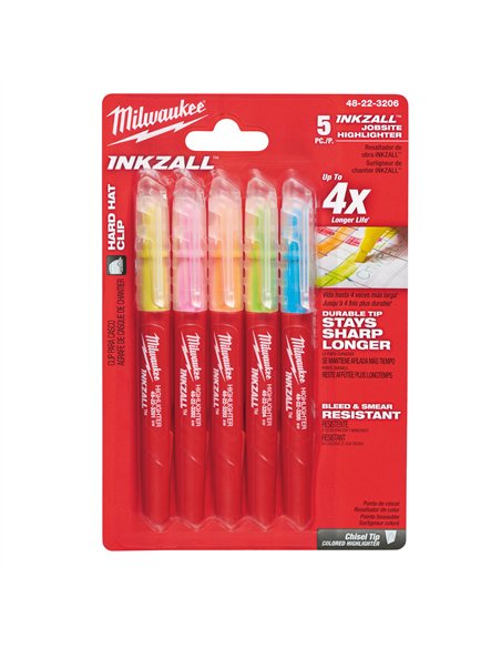Evidentiatoare INKZALL - Milwaukee - INKZALL Highlighters Coloured - 5 buc - cod 48223206