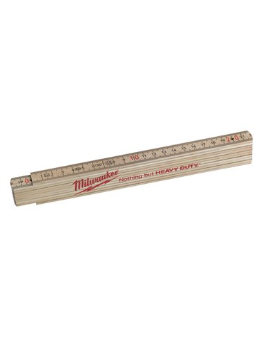 Metru de tamplarie subtire, din lemn - Milwaukee - Slim Wood Folding Rule 2m - cod 4932459303
