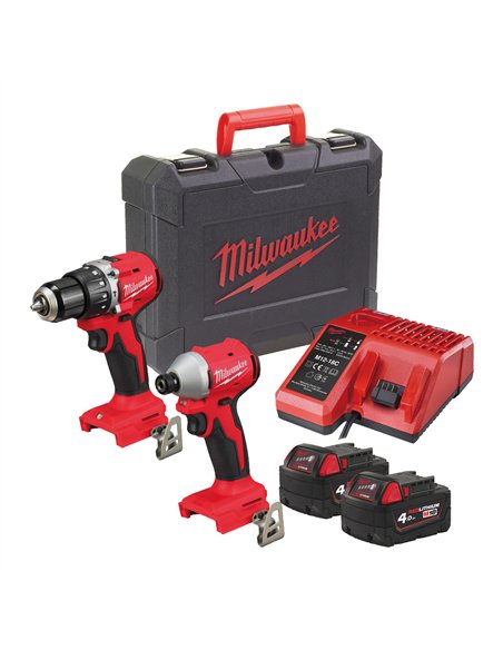 Set scule compacte, cu motor fara perii M18 - Milwaukee - M18 BLCPP2A-402C - cod 4933492827