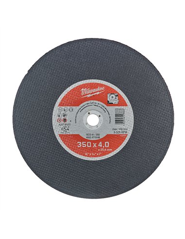 Discuri PRO+ pentru debitare metal - Milwaukee - SCS 41 / 350 x 4.0 x 25.4 mm - 1 buc - cod 4932471989