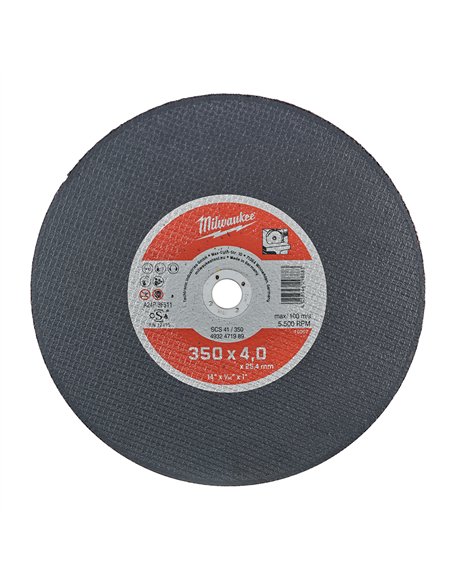 Discuri PRO+ pentru debitare metal - Milwaukee - SCS 41 / 350 x 4.0 x 25.4 mm - 1 buc - cod 4932471989