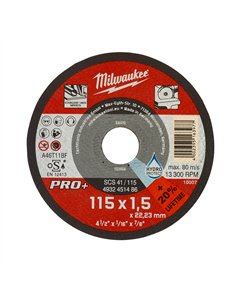 Discuri subtiri PRO+ pentru debitare metal - Milwaukee - SCS 41 / 115 x 1.5 x 22 mm - 1 buc - cod 4932451486