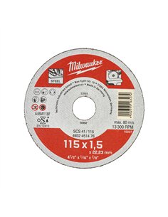 Discuri debitare metal - seria contractanti - Milwaukee - SCS 41 / 115 x 1.5 x 22 mm Contractor series - 1 buc - cod 4932451476