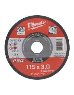 Discuri PRO+ pentru debitare metal - Milwaukee - SC 41 / 115 x 3 x 22 mm - 1 buc - cod 4932451491