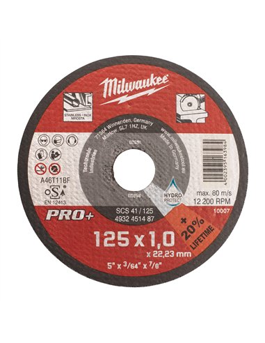 Discuri subtiri PRO+ pentru debitare metal - Milwaukee - SCS 41 / 125 x 1 x 22 mm - 1 buc - cod 4932451487
