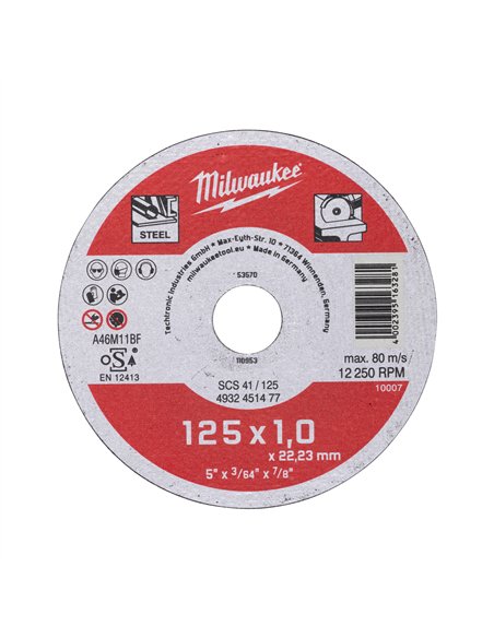 Discuri debitare metal - seria contractanti - Milwaukee - SCS 41 / 125 x 1 x 22 mm Contractor series - 1 buc - cod 4932451477