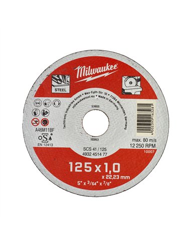 Discuri debitare metal - seria contractanti - Milwaukee - SCS 41 / 125 x 1 x 22 mm Contractor series - 200 buc - cod 4932451478