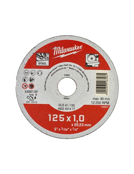 Discuri debitare metal - seria contractanti - Milwaukee - SCS 41 / 125 x 1 x 22 mm Contractor series - 200 buc - cod 4932451478