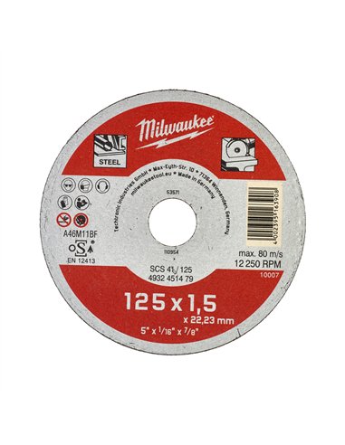 Discuri debitare metal - seria contractanti - Milwaukee - SCS 41 / 125 x 1.5 x 22 mm Contractor series - 1 buc - cod 4932451479