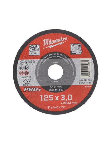 Discuri PRO+ pentru debitare metal - Milwaukee - SC 41 / 125 x 3 x 22 mm - 1 buc - cod 4932451492