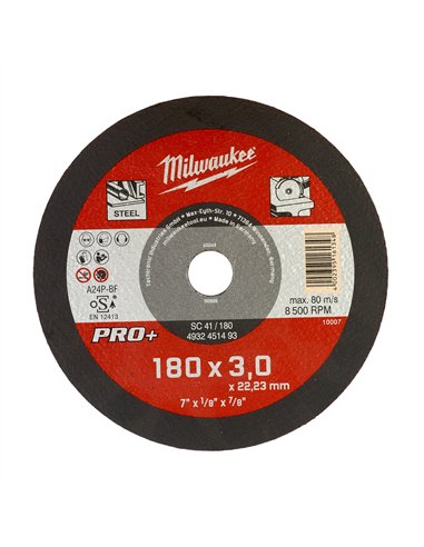 Discuri PRO+ pentru debitare metal - Milwaukee - SC 41 / 180 x 3 x 22 mm - 1 buc - cod 4932451493
