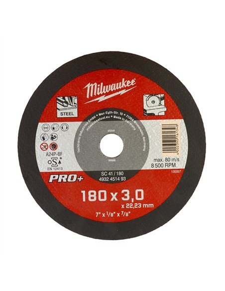 Discuri PRO+ pentru debitare metal - Milwaukee - SC 41 / 180 x 3 x 22 mm - 1 buc - cod 4932451493