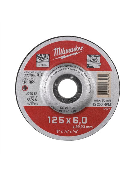 Discuri degrosare metal - seria contractanti - Milwaukee - SG 27 / 125 x 6 x 22 mm Contractor series - 1 buc - cod 4932451482