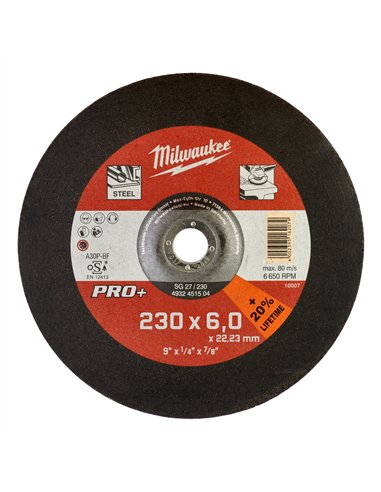 Discuri PRO+ pentru polizat metal - Milwaukee - SG 27 / 230 x 6 x 22 mm - 1 buc - cod 4932451504