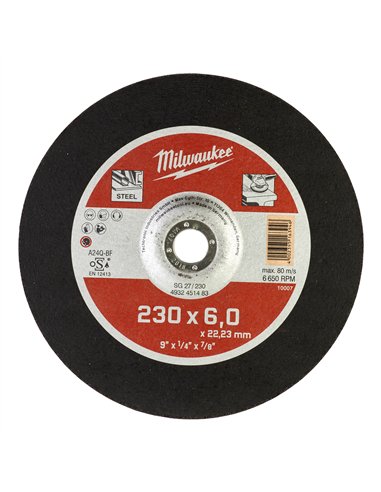 Discuri degrosare metal - seria contractanti - Milwaukee - SG 27 / 230 x 6 x 22 mm Contractor series - 1 buc - cod 4932451483