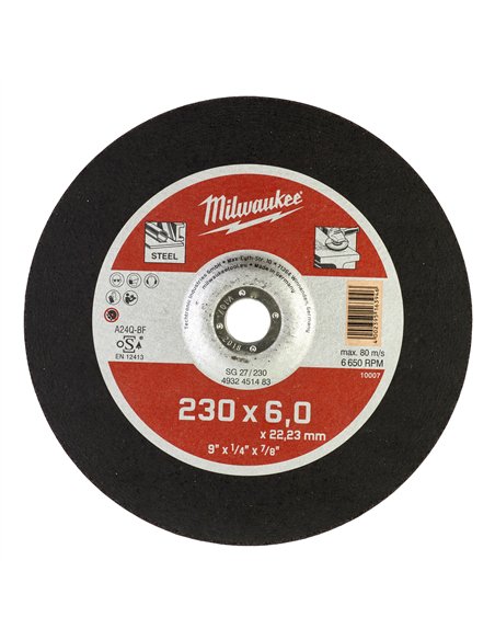 Discuri degrosare metal - seria contractanti - Milwaukee - SG 27 / 230 x 6 x 22 mm Contractor series - 1 buc - cod 4932451483