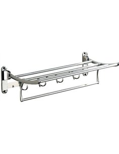 Suport prosop Ermetiq, pliabil, cu polita si carlige, 56 cm, Crom ER-JP364