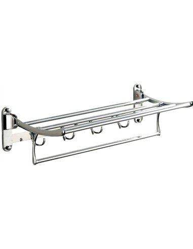 Suport prosop Ermetiq, pliabil, cu polita si carlige, 56 cm, Crom ER-JP364