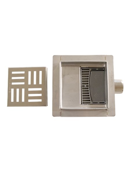 Sifon pardoseala inox iesire laterala STRIPES 120x120/40-50 - Ermetiq - VEN-S5012A