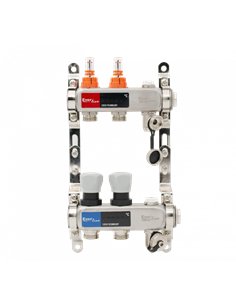 Set distribuitor INOX cu debitmetre, aerisitor manual si robineti de golire 1"- 2 cai - Everline - EVP-DSB3411/2