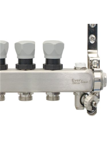 Set distribuitor INOX cu debitmetre, aerisitor manual si robineti de golire 1"- 2 cai - Everline - EVP-DSB3411/2