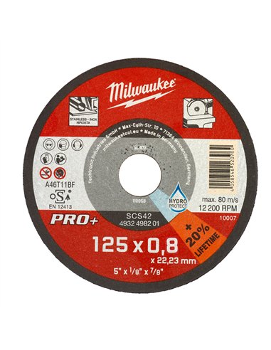 Discuri subtiri PRO+ pentru debitare metal - Milwaukee - SCS 42 / 125 x 0.8x 22 mm - 1 buc - cod 4932498201