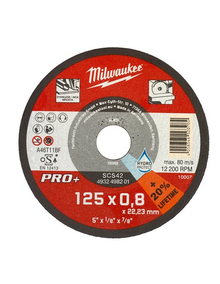 Discuri subtiri PRO+ pentru debitare metal - Milwaukee - SCS 42 / 125 x 0.8x 22 mm - 1 buc - cod 4932498201