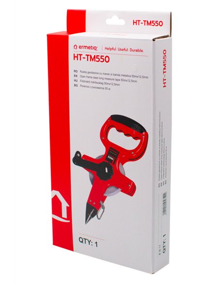 Ruleta geodezica cu maner si banda metalica 50mx12,5mm - Ermetiq - HT-TM550