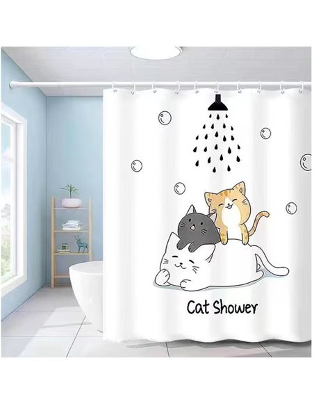 Perdea dus CAT SHOWER 180x200cm - Ermetiq - ER-SCP006