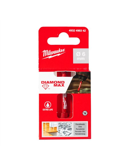 Burghiu Milwaukee Diamond Max 1/4 inch pentru gaurire umeda 6 mm cod 4932498342