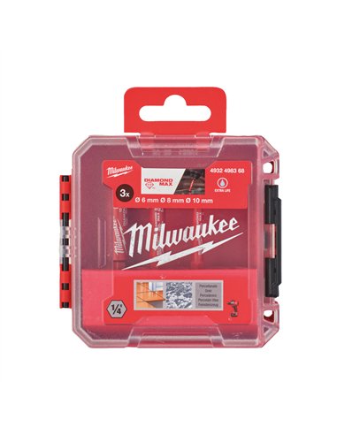 Set 3 burghie Diamond Max 1/4 inch pentru gaurire umeda Milwaukee cod 4932498368