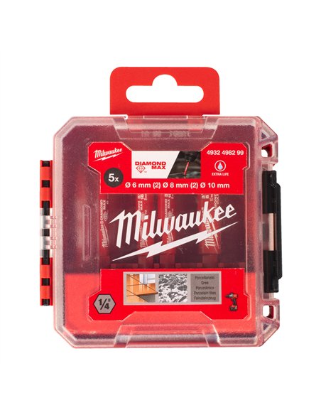 Set burghie Milwaukee Diamond Max 1/4 inch pentru gaurire umeda 5 buc - cod 4932498299