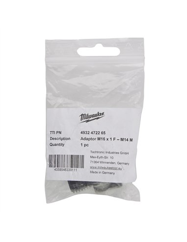 Prelungitor Adaptor pt burghiu Milwaukee M16 x 1F-M14M, 4932472265