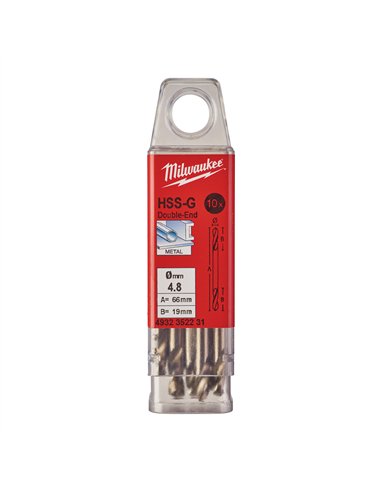 Set 10 burghie HSS Ground pentru metal doua varfuri Milwaukee 4.80 x 62 cod 4932352231