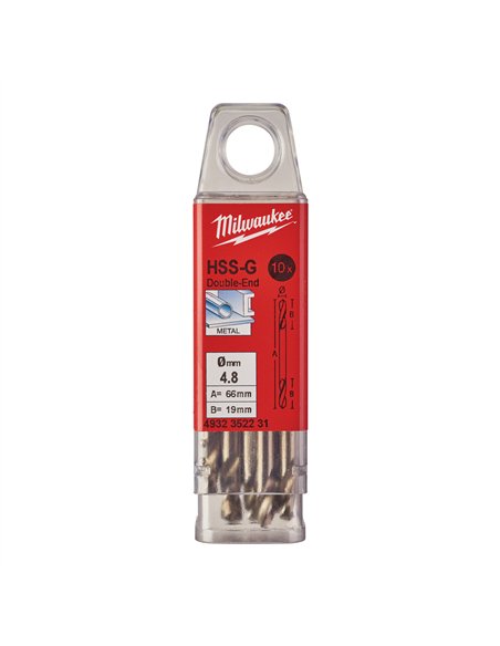 Set 10 burghie HSS Ground pentru metal doua varfuri Milwaukee 4.80 x 62 cod 4932352231