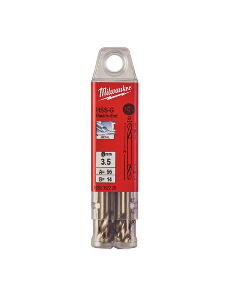 Set 10 burghie HSS Ground Milwaukee pentru metal 3.50 x 52 mm cod 4932352226