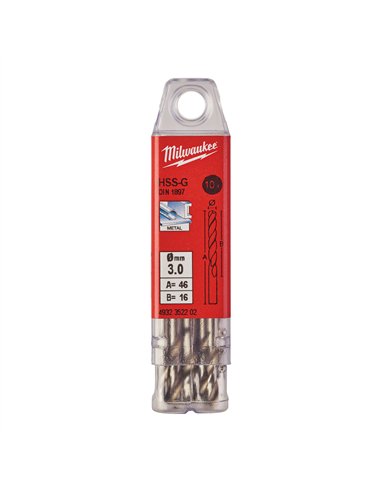 Set de burghie scurte pentru metal Milwaukee HSS Ground 3.00 x 46 mm 10 buc cod 49323522
