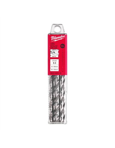 Set burghie lungi pentru metal Milwaukee HSSGL 8.00 x 165 mm 10 buc cod 493243033
