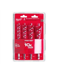 Set burghie pentru lemn Milwaukee SPEED FEED 4 buc cod 4932479477