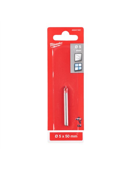 Burghiu pentru sticla si ceramica Milwaukee 5 x 50 mm cod 4932471957 - 1 buc