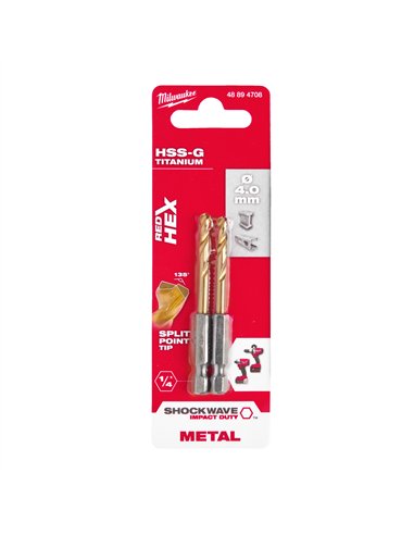 Set 2 burghie Milwaukee Shockwave HSS-G TiN Red Hex 4mm cod 48894708