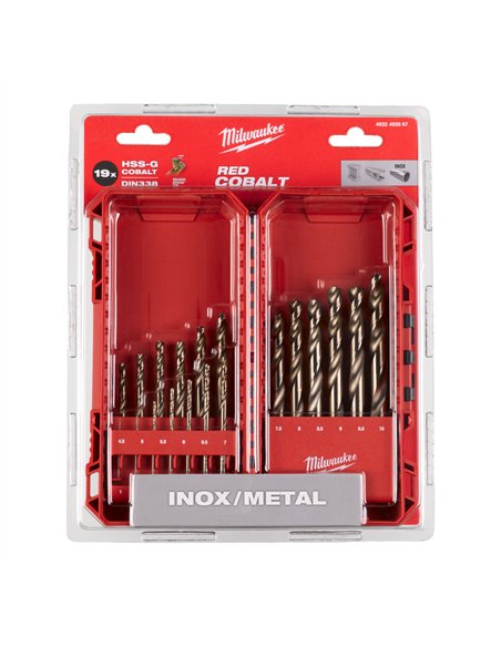 Set burghie Milwaukee Red Cobalt pentru metal 19 piese cod 4932493867