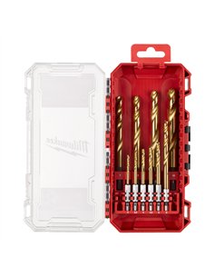 Set burghie metal Milwaukee Shockwave HSS-G Titan Red Hex 10 buc - 493249386