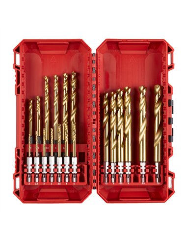 Set burghie Milwaukee Shockwave HSS-G Titan Red Hex pentru metal 19 buc - cod 493249386