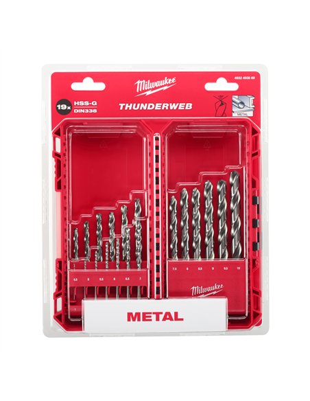 Set burghie metal Milwaukee HSS-G Thunderweb 19 buc cod 4932493869