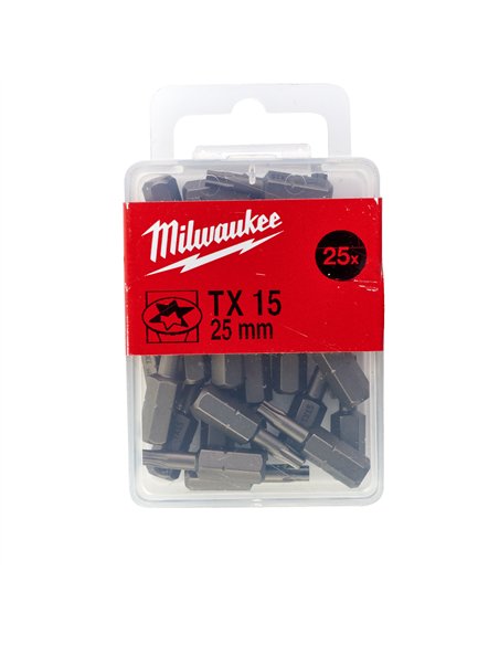 Biti pentru surubelnita TX - Milwaukee - TX 15 x 25 mm - 25 buc - cod 4932399595