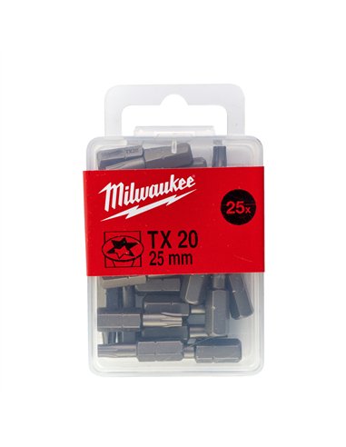 Biti pentru surubelnita TX - Milwaukee - TX 20 x 25 mm - 25 buc - cod 4932399596