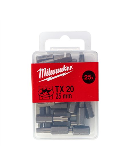Biti pentru surubelnita TX - Milwaukee - TX 20 x 25 mm - 25 buc - cod 4932399596