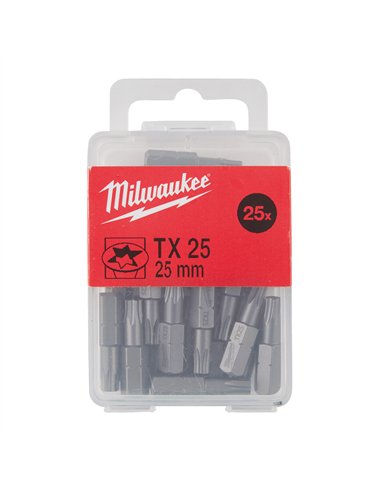 Biti pentru surubelnita TX - Milwaukee - TX 25 x 25 mm - 25 buc - cod 4932399597
